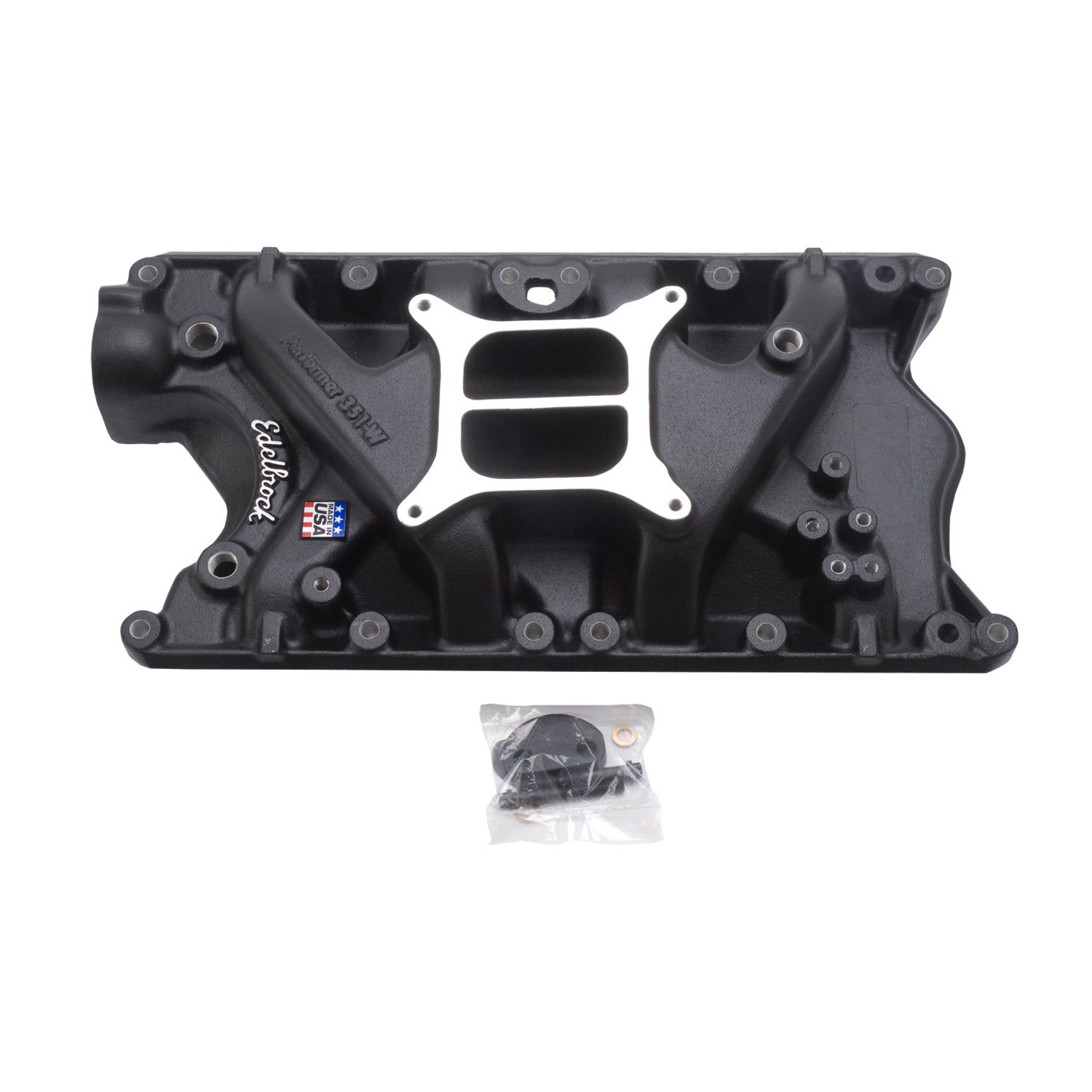 Performer 351-W Intake Manifold for S/B Ford 351 Windsor, Black Finish