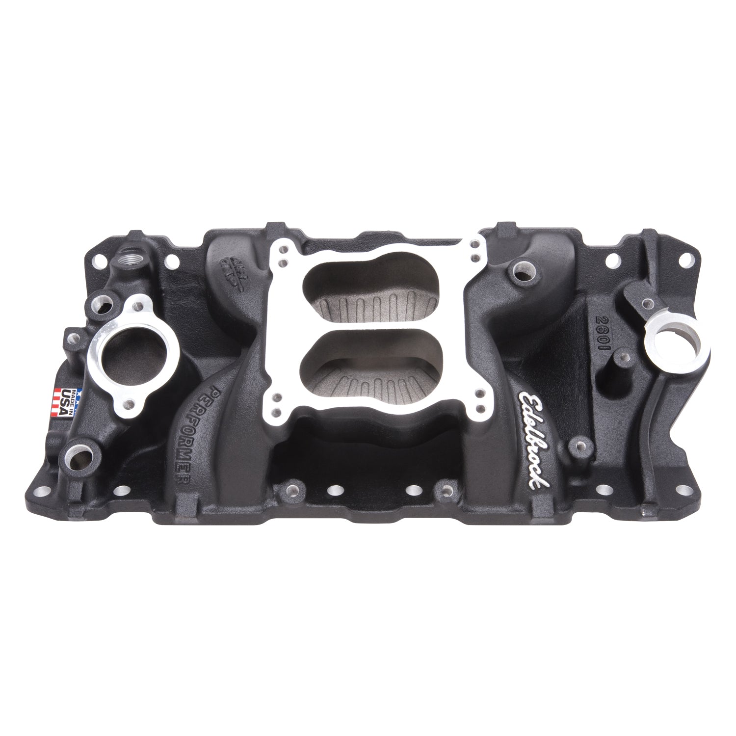Performer Air-Gap Intake Manifold for 1955-86 Small-Block Chevy, Black Finish