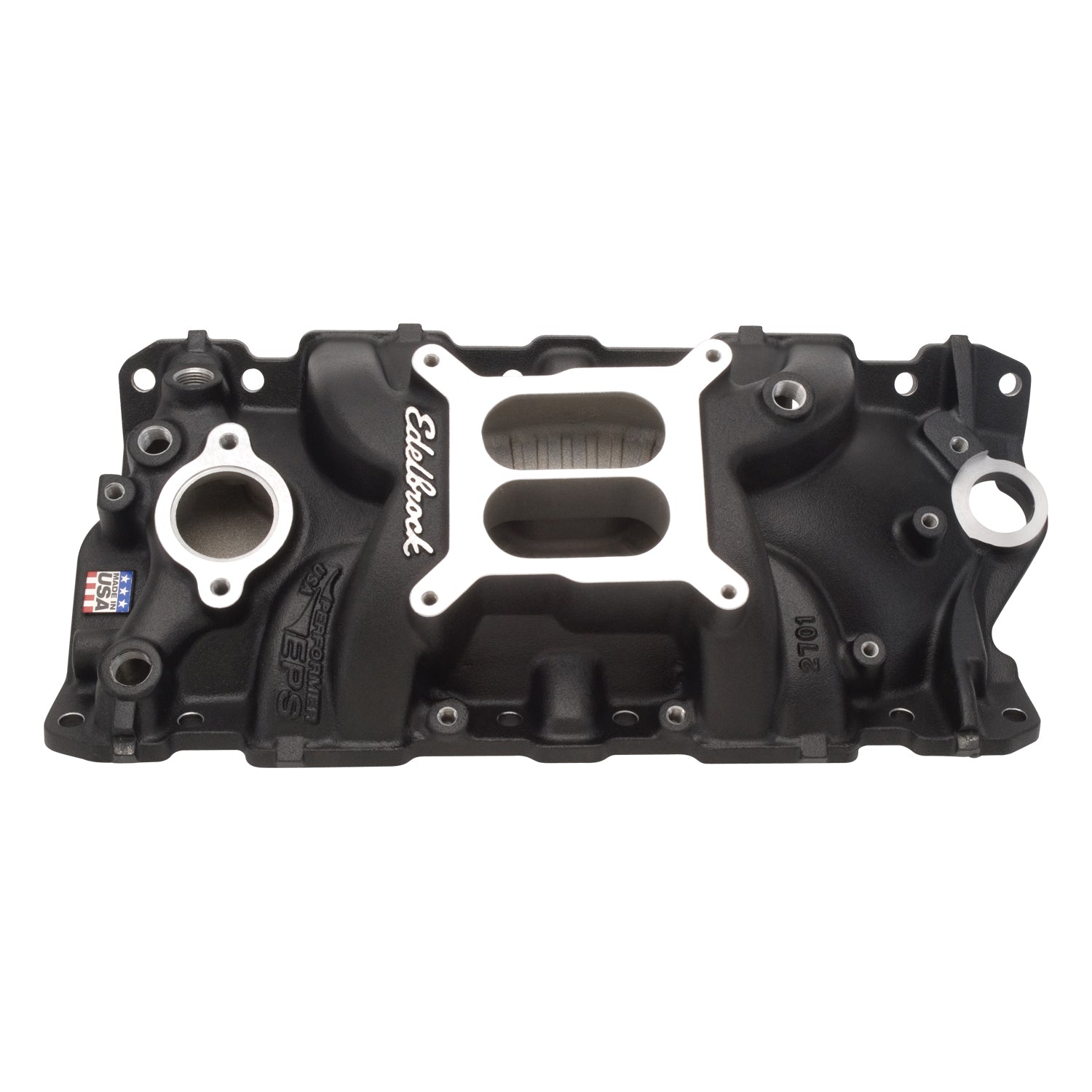 Performer EPS Intake Manifold for 1955-86 Small-Block Chevy, Black Finish