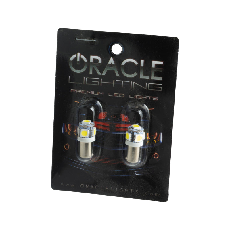 Oracle BA9S 5 LED 3 Chip Bayonet Bulbs (Pair) - White