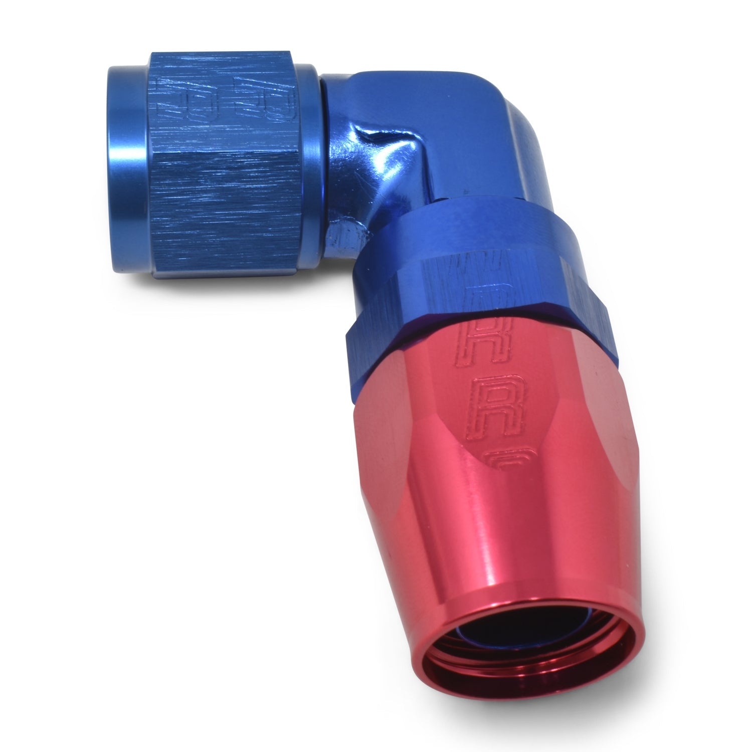 10AN 90 Degree Forged Aluminum Hose End With Red/Blue Finish