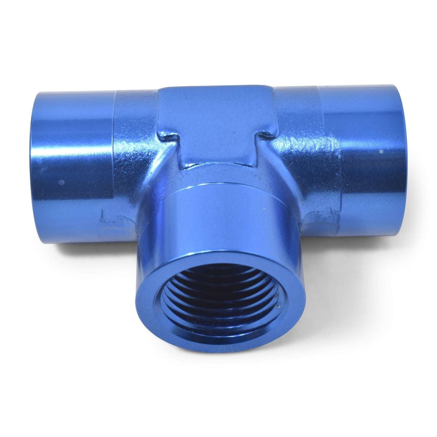 1/8" Female NPT Pipe Tee Adapter Fitting With Blue Finish