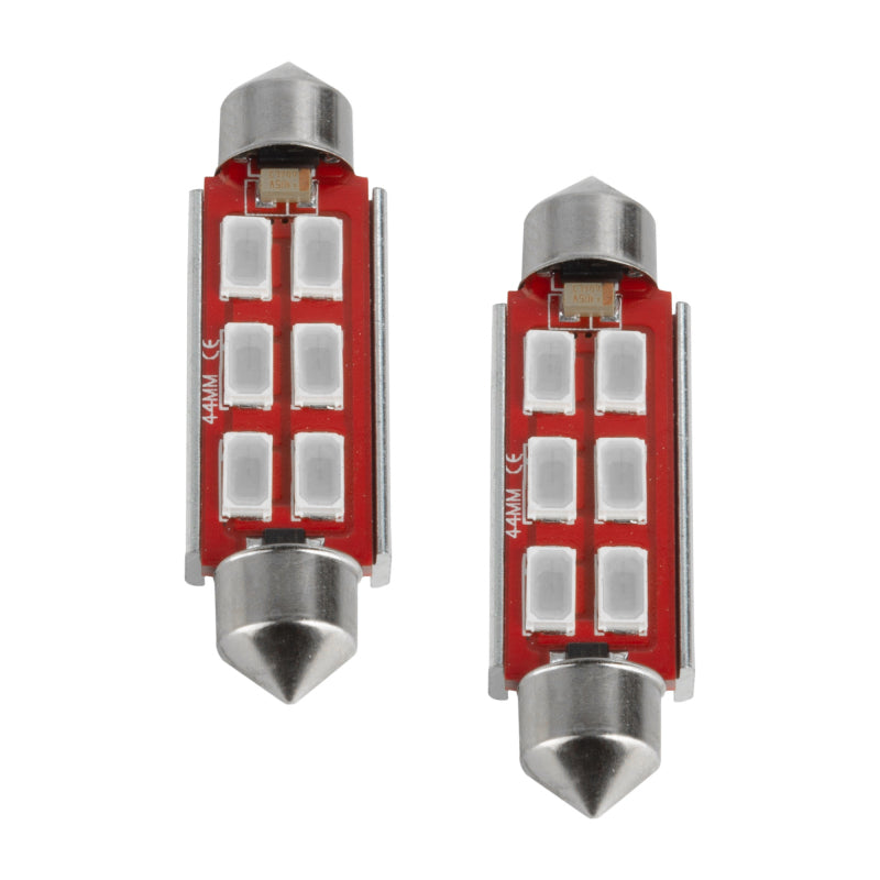 Oracle 44MM 6 LED 3-Chip Festoon Bulbs (Pair) - Red