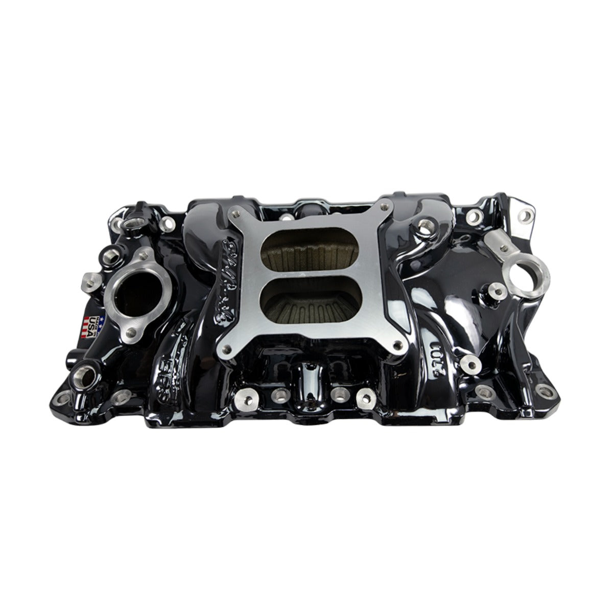 Performer EPS Intake Manifold for 1955-86 Small-Block Chevy, Black Plasma Finish