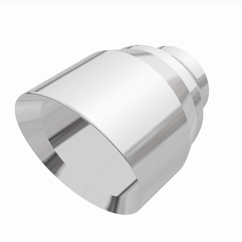 MagnaFlow Tip Stainless Double Wall Round Single Outlet Polished 4.5in DIA 2.5in Inlet 5.75in Length