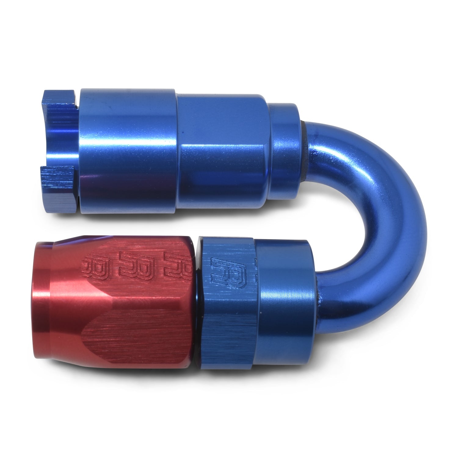 6AN 180 Degree Female SAE Quick-Disconnect x 5/16" Tube Size WIth Red/Blue