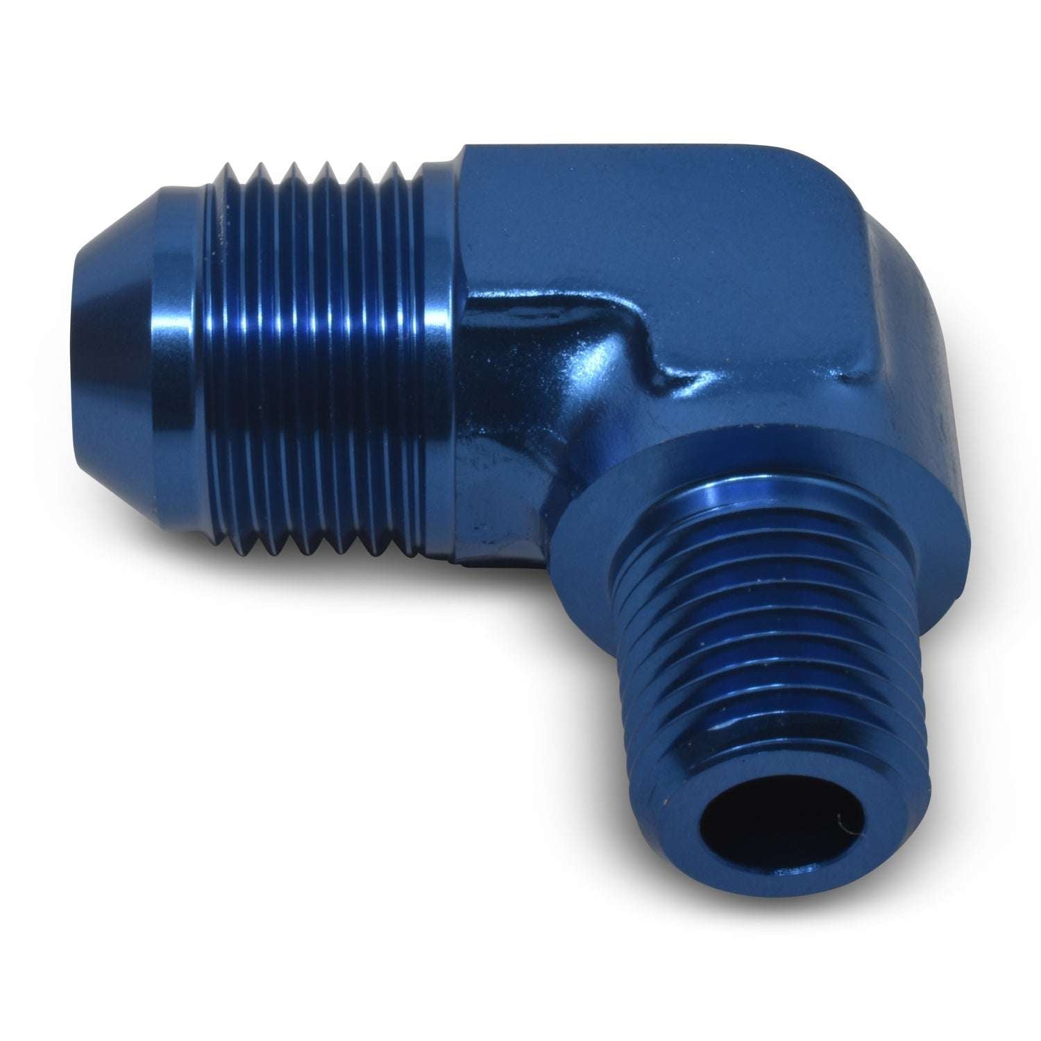 6AN 90 Degree Flare To 3/8" Pipe Adapter Fitting With Blue Finish