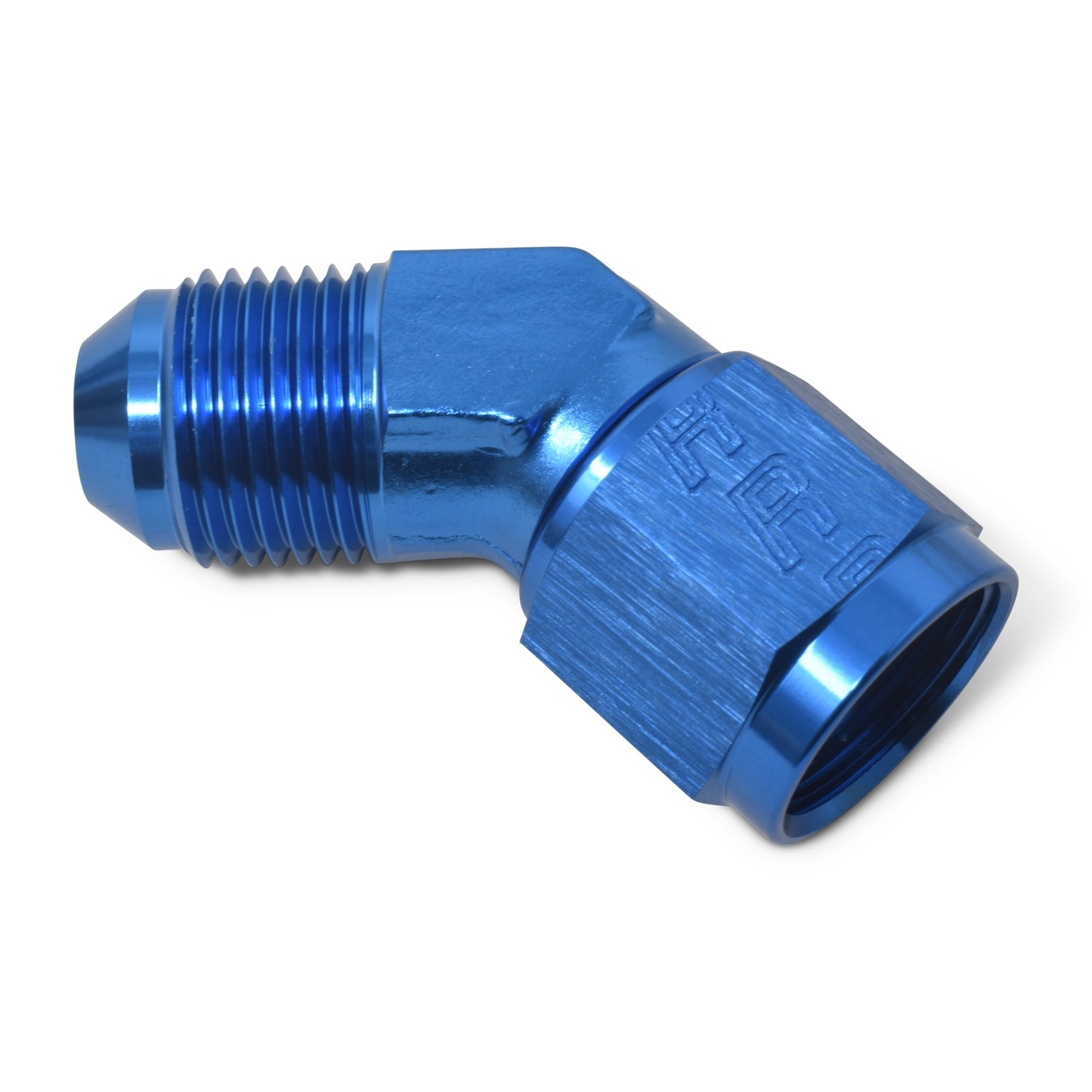 6AN Flare Female To 6AN Flare Male 45 Degree Fitting With Blue Finish