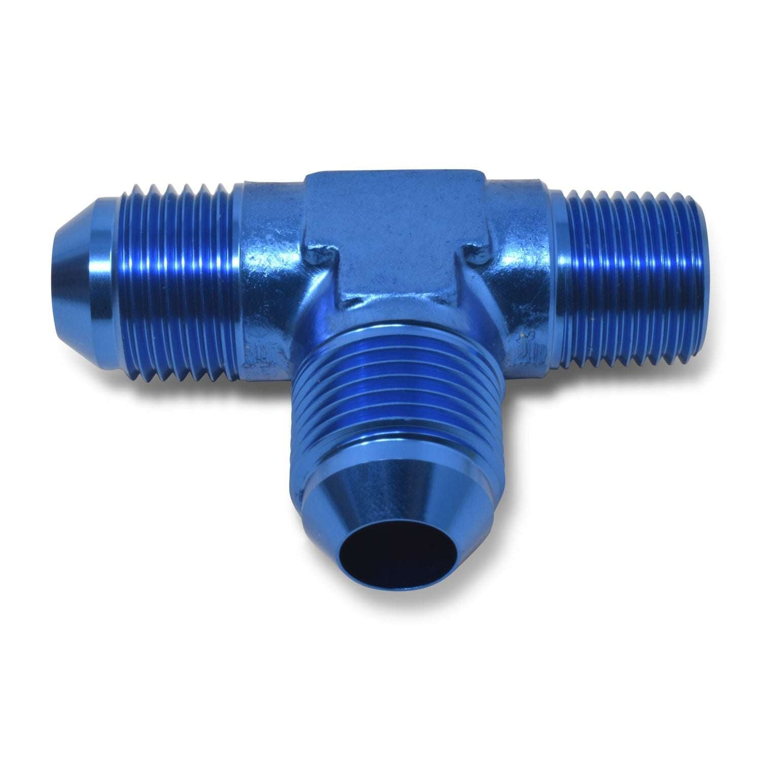 6AN Flare To 1/4" Pipe Tee On Run Adapter Fitting With Blue Finish