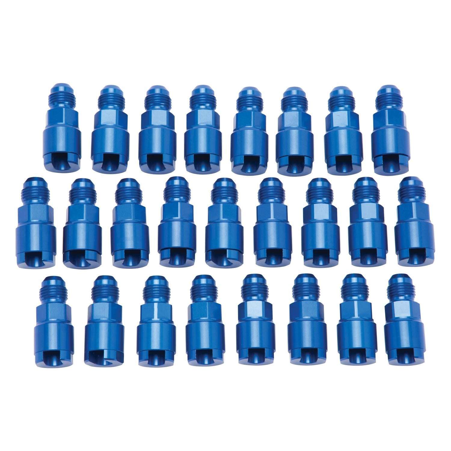 6AN Male x -16' SAE Quick-Disconnect Female Threaded Cap Fitting, Blue - 25 Pack