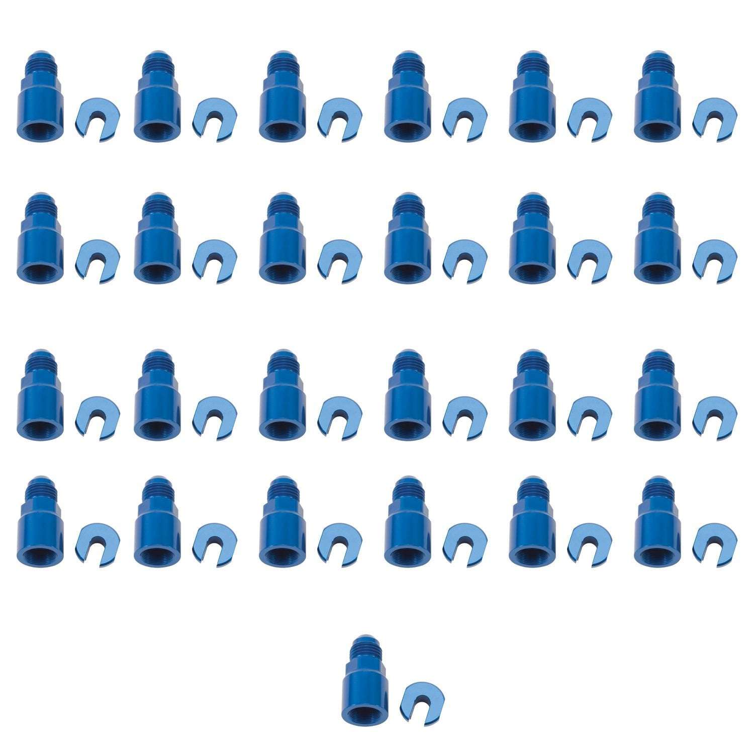 6AN Male x 3/8" SAE Quick-Disconnect Female Threaded Cap Fitting, Blue - 25 Pack