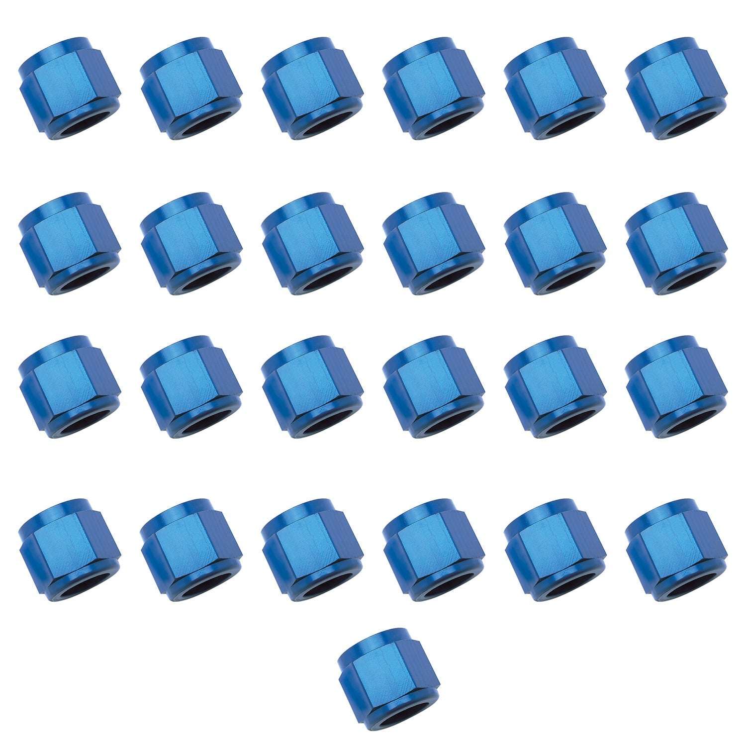 6AN To 3/8" Tube Nut Adapter Fitting With Blue Finish - 25 Pack