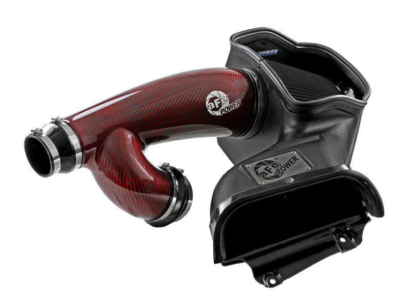 aFe 17-24 Ford F-150 Track Series Red Kevlar Carbon Fiber C/A Intake System w/Black Pro 5R Filter