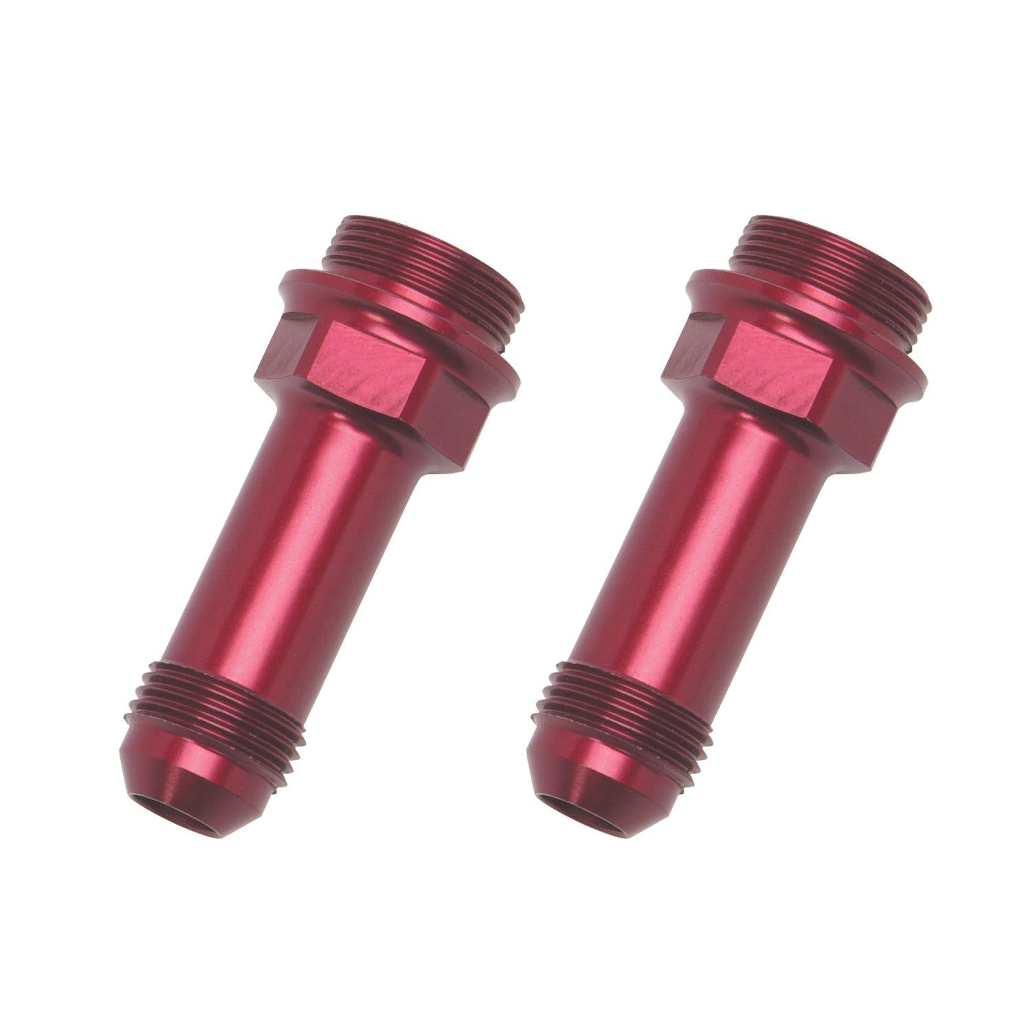 7/8" -20 X 8AN Male Flare Ext. Carb Fitting, Holley Dual Feed (2") Red - Pair