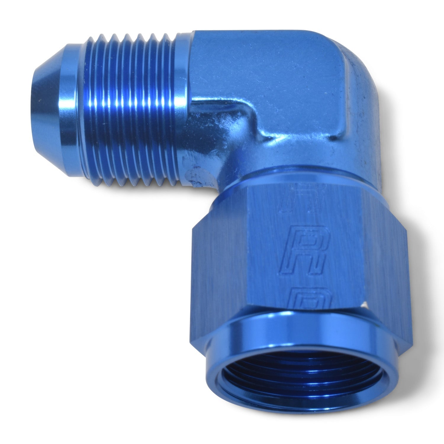 8AN 90 Degree Swivel Female To Male Adapter Fitting With Blue Finish