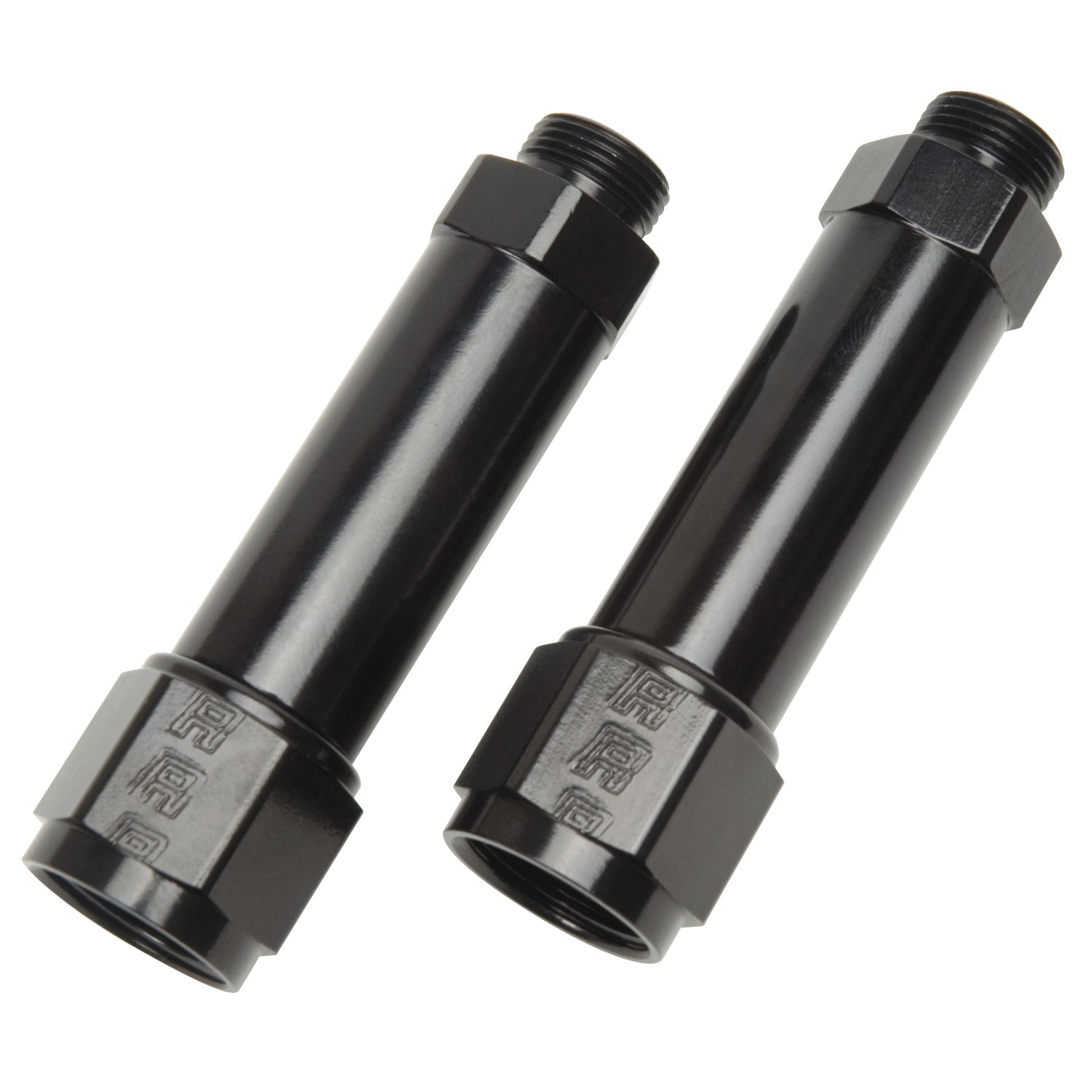 8AN Demon & BG Carb Inlet Fitting With 9/16"-24 (3-1/4") Black Finish - Pair