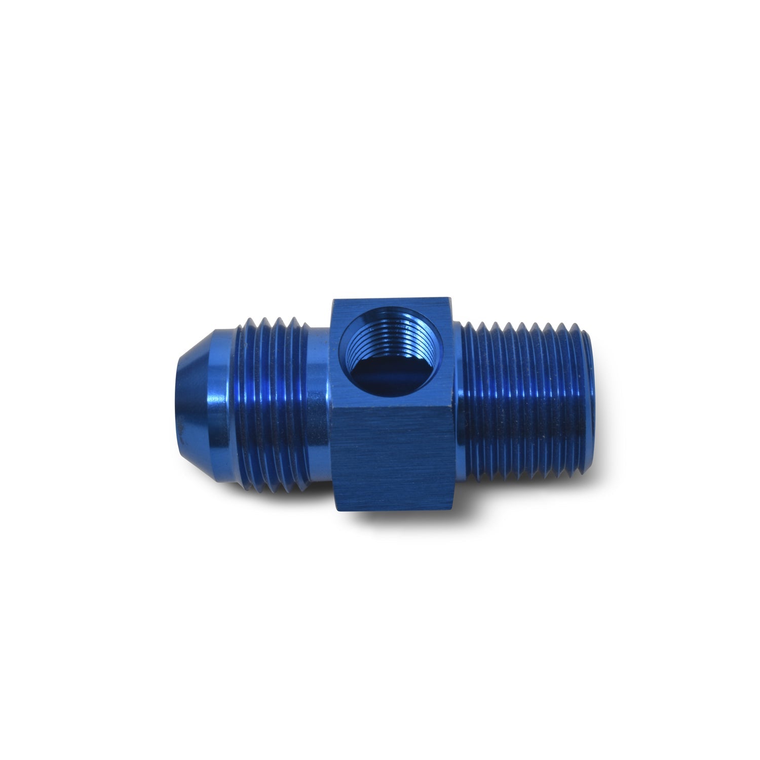 8AN Flare To 3/8" Pipe Fuel Pressure Adapter With Blue Finish