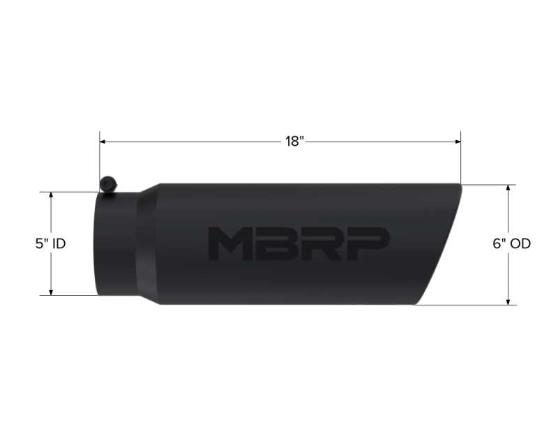 MBRP Universal Tip 6in OD Angled Rolled End 5in Inlet 18in Length Black Finish Exhaust