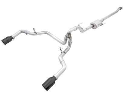 AWE 0FG 21+ Ford F150 Dual Split Rear Cat-Back Exhaust- 5in Diamond Black Tips 3015-33119