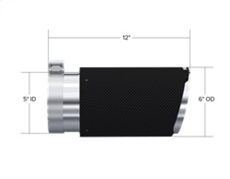 MBRP Universal Carbon Fiber Tip 6in OD/5in Inlet/12in L - Angle Cut Tip