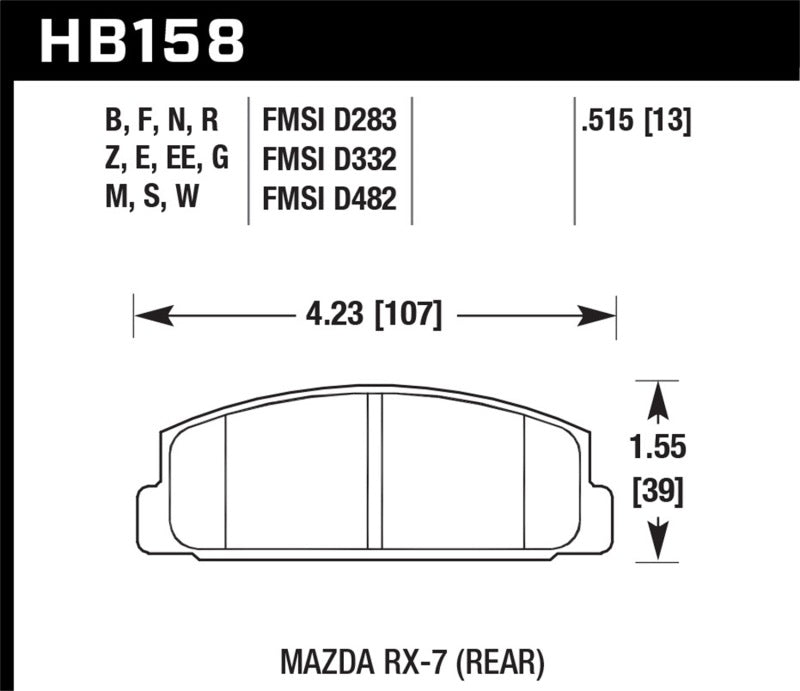 Hawk 03-05 Mazda 6 2.3L i OE Incl. Clips Shims Springs Rear ER-1 Brake Pads