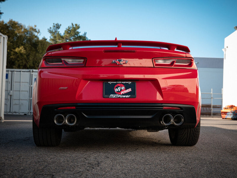 aFe POWER MACH Force-Xp 3in Axle-Back Exhaust 16-20 Chevy Camaro SS V8 6.2L w/o Mufflers - Polished