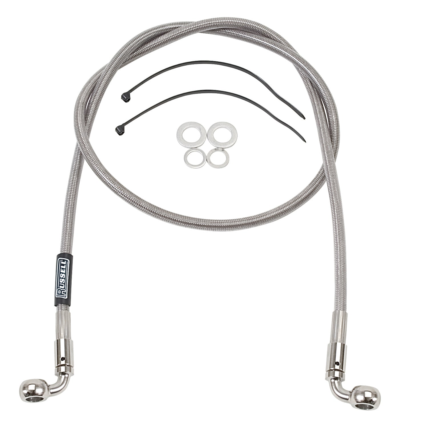 Russell ProSwivel Brake Hose Kit, 90 Degree, 7/16 Inch ID Banjo x 10mm ID 90 Degree Banjo Inch 52 Inch Length