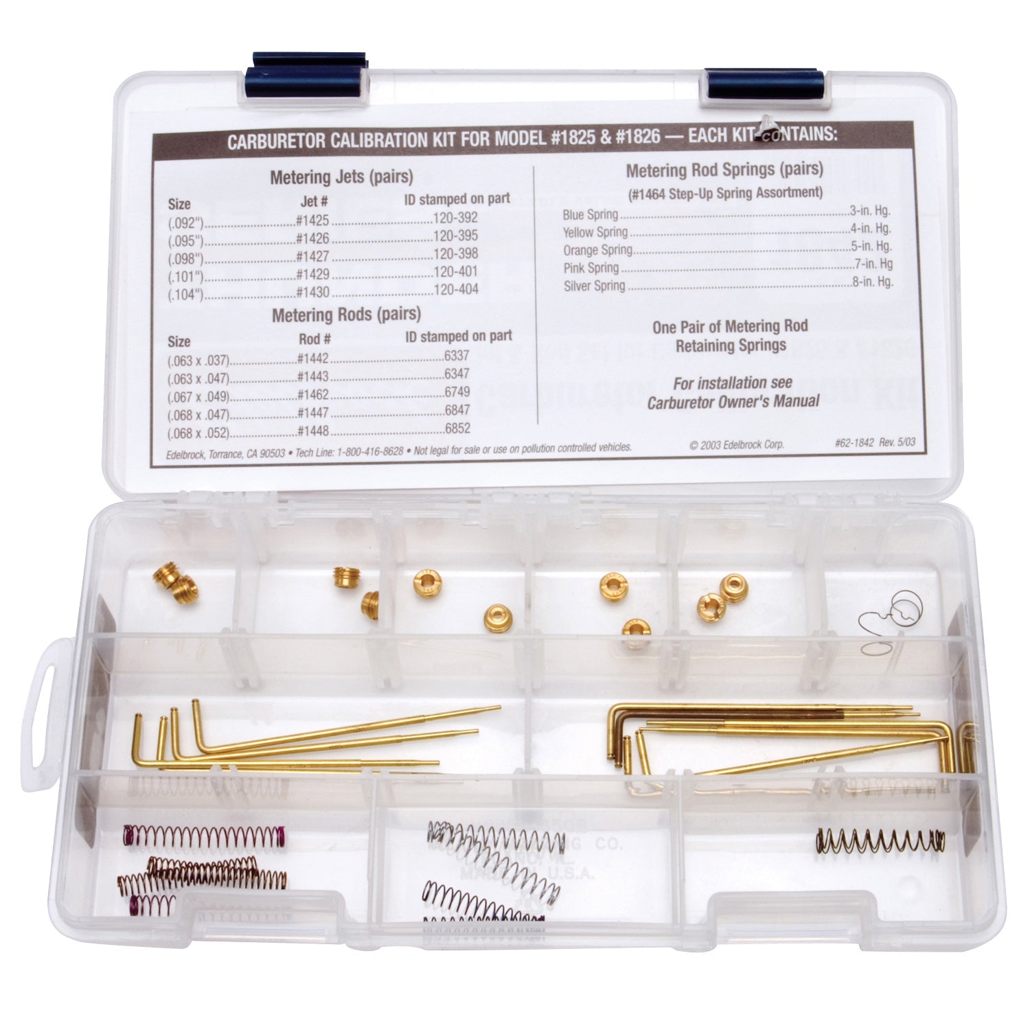Thunder AVS Carburetor Calibration Kit #1842 for #1825 & #1826 Carburetors