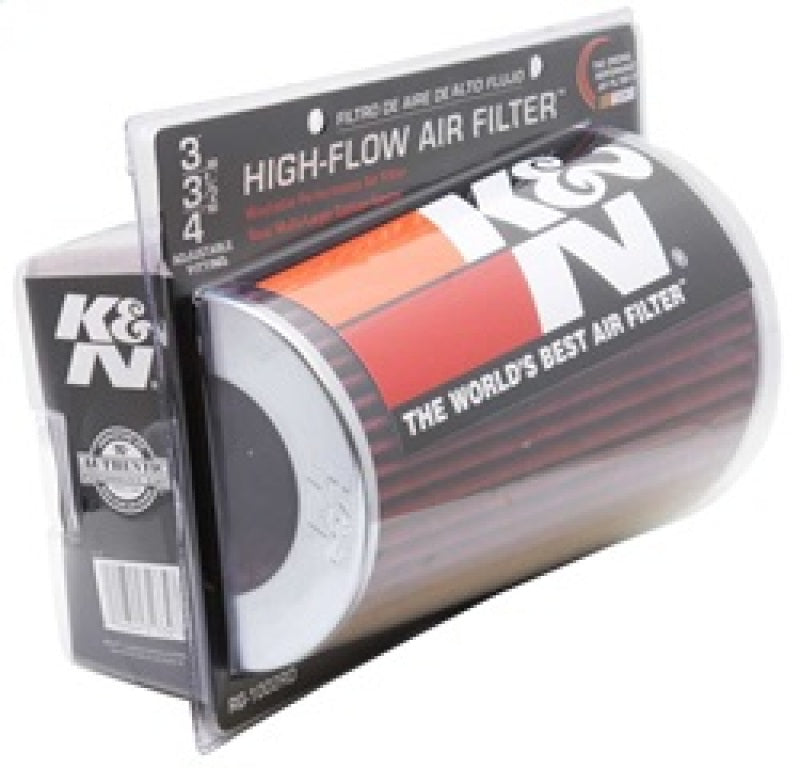 K&N Universal Air Filter Chrome Round Tapered Red - 4in Flange ID x 1.125in Flange Length x 9.5in H K&N Engineering Air Filters - Universal Fit