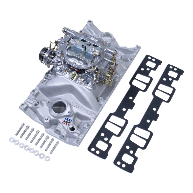 Single-Quad Manifold and carb Kit for Small-Block Chevy Vortec heads EDELBROCK Autoparts