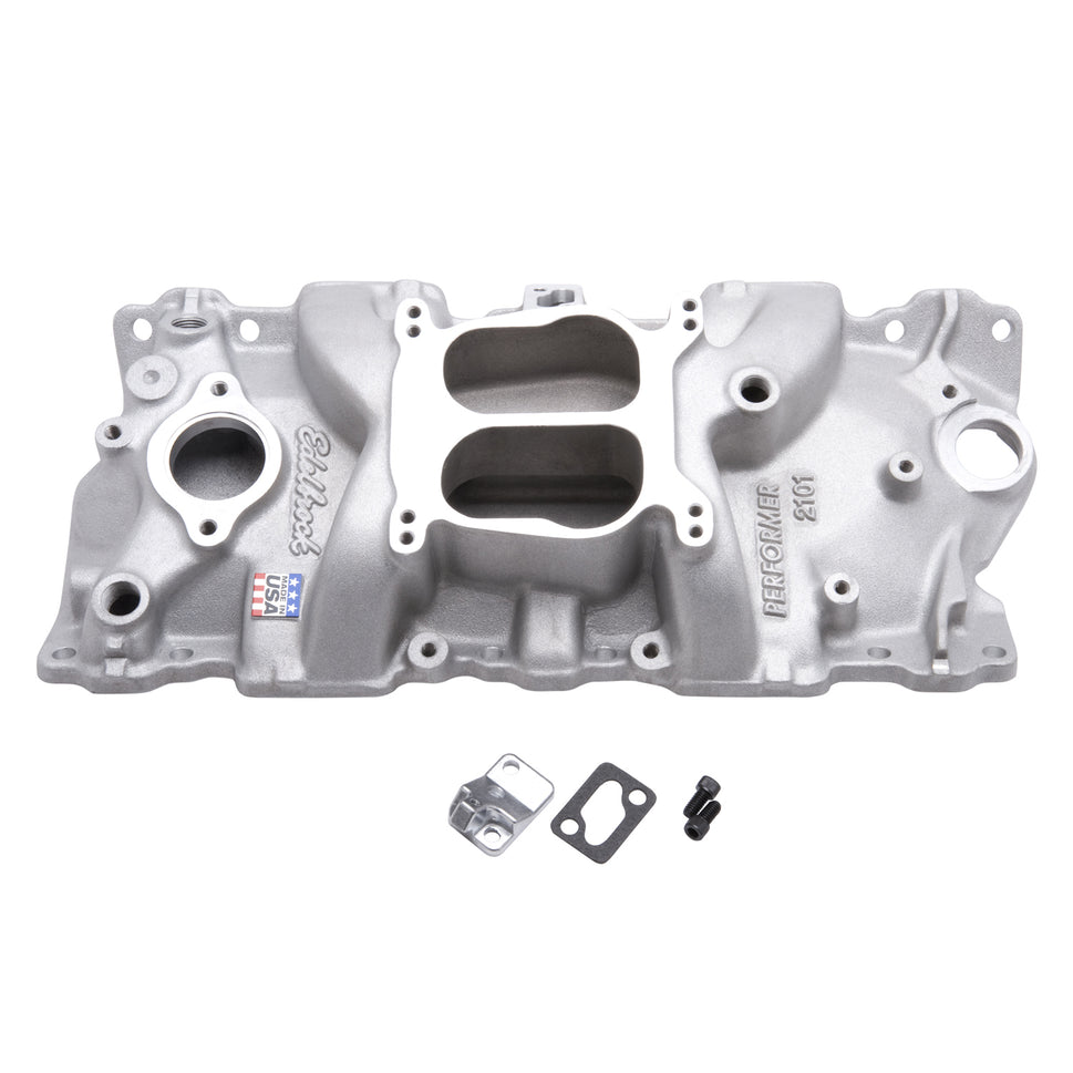Performer Intake Manifold for 1955-86 Small-Block Chevy, Satin Finish