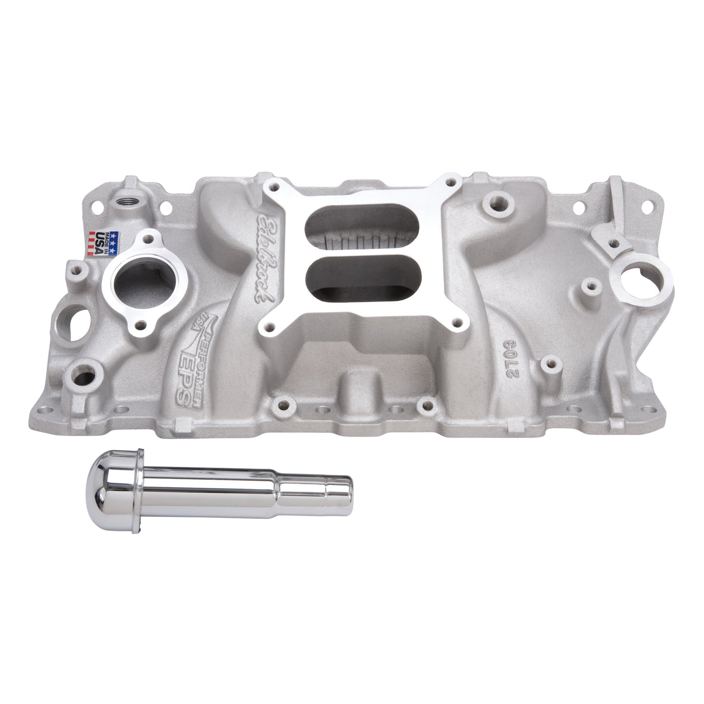 Performer EPS Intake Manifold w/ Oil Fill Tube for 1955-86 Small-Block Chevy