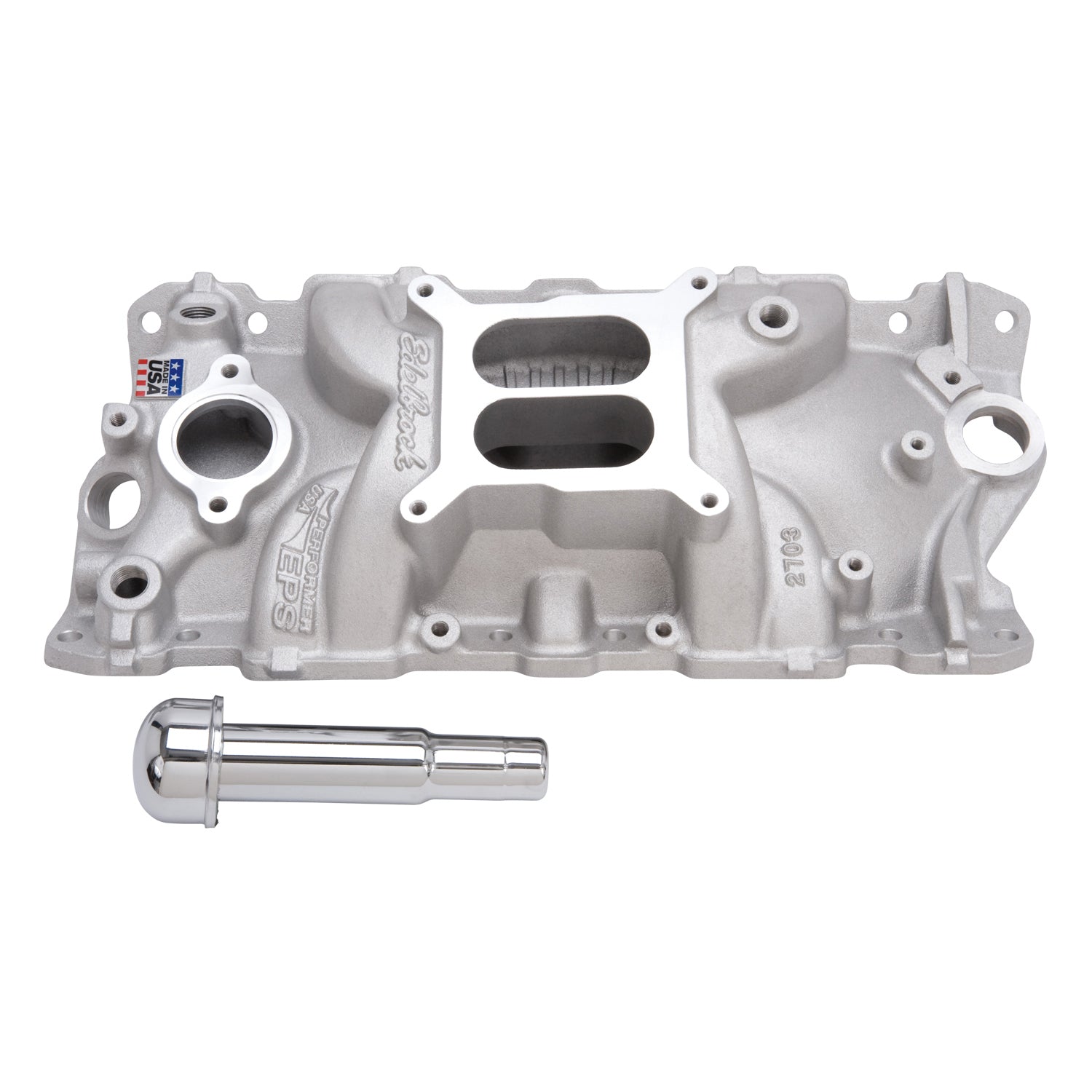 Performer EPS Intake Manifold w/ Oil Fill Tube for 1955-86 Small-Block Chevy