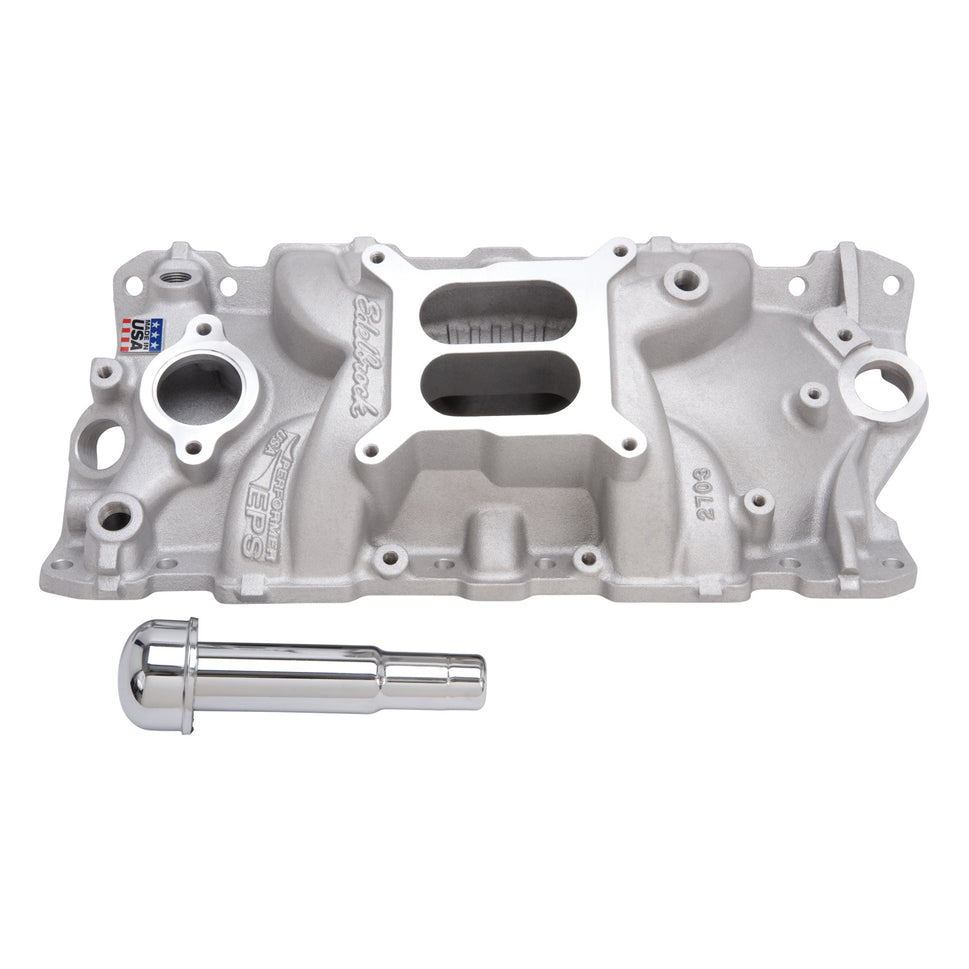 Performer EPS Intake Manifold w/ Oil Fill Tube for 1955-86 Small-Block Chevy