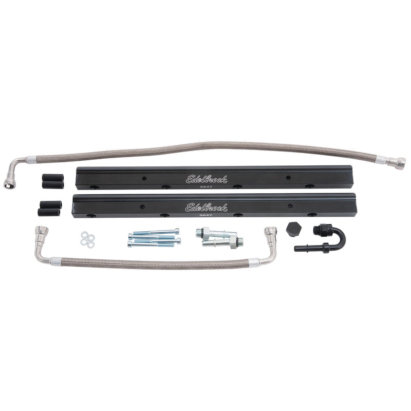 Fuel Injector Rail Kit #3647, -6 AN Black Anodized For Chrysler HEMI 3G EDELBROCK Autoparts