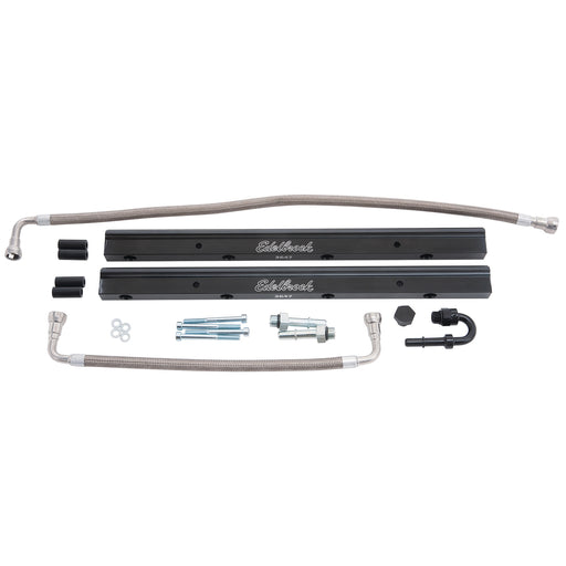 Fuel Injector Rail Kit #3647, -6 AN Black Anodized For Chrysler HEMI 3G EDELBROCK Autoparts