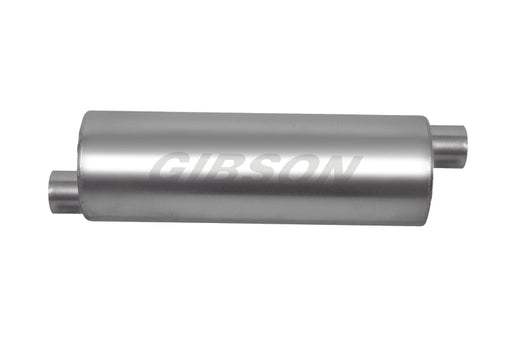 Gibson SFT Superflow Offset/Offset Round Muffler - 8x19in/2.5in Inlet/3in Outlet - Stainless Gibson Muffler