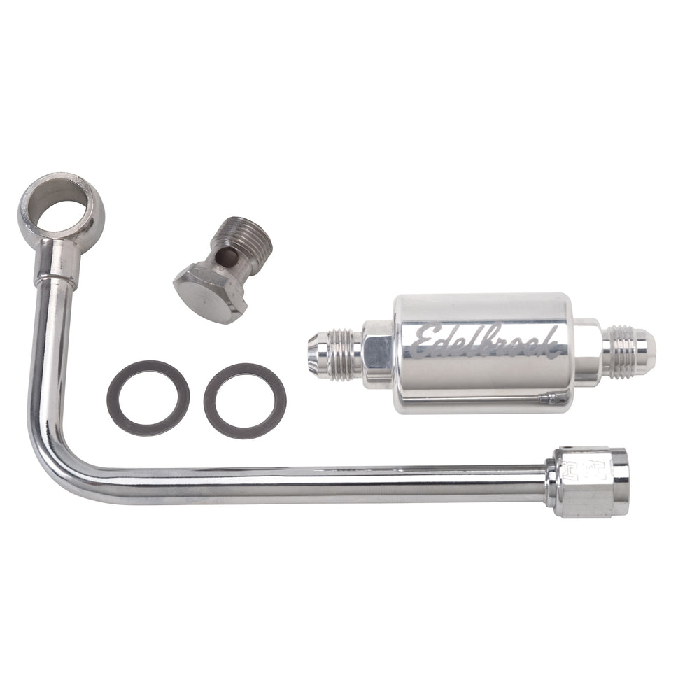 Single Feed Fuel Line #8131 Chrome With Polished Filter 1