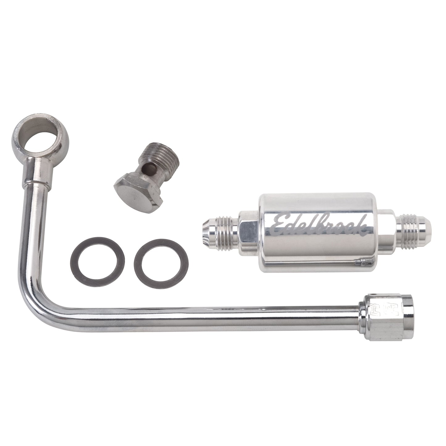 Single Feed Fuel Line #8131 Chrome With Polished Filter 2