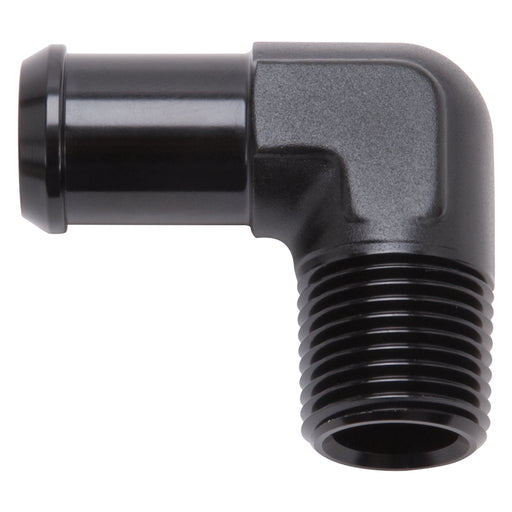 Heater Hose End Fitting - 90 Deg with 1/2" NPT and 1/2" Barb EDELBROCK Autoparts