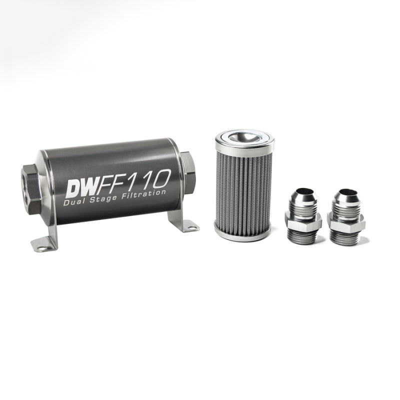 DeatschWerks Stainless Steel 10AN 100 Micron Universal Inline Fuel Filter Housing Kit (110mm) DeatschWerks Fuel Filters