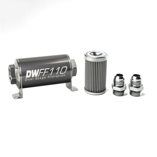 DeatschWerks Stainless Steel 10AN 100 Micron Universal Inline Fuel Filter Housing Kit (110mm) DeatschWerks Fuel Filters