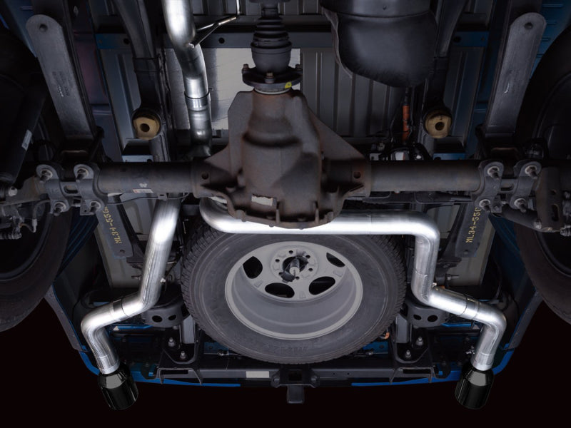 AWE 0FG 21+ Ford F150 Dual Split Rear Cat-Back Exhaust- 5in Diamond Black Tips AWE Tuning EXHAUST-Catback