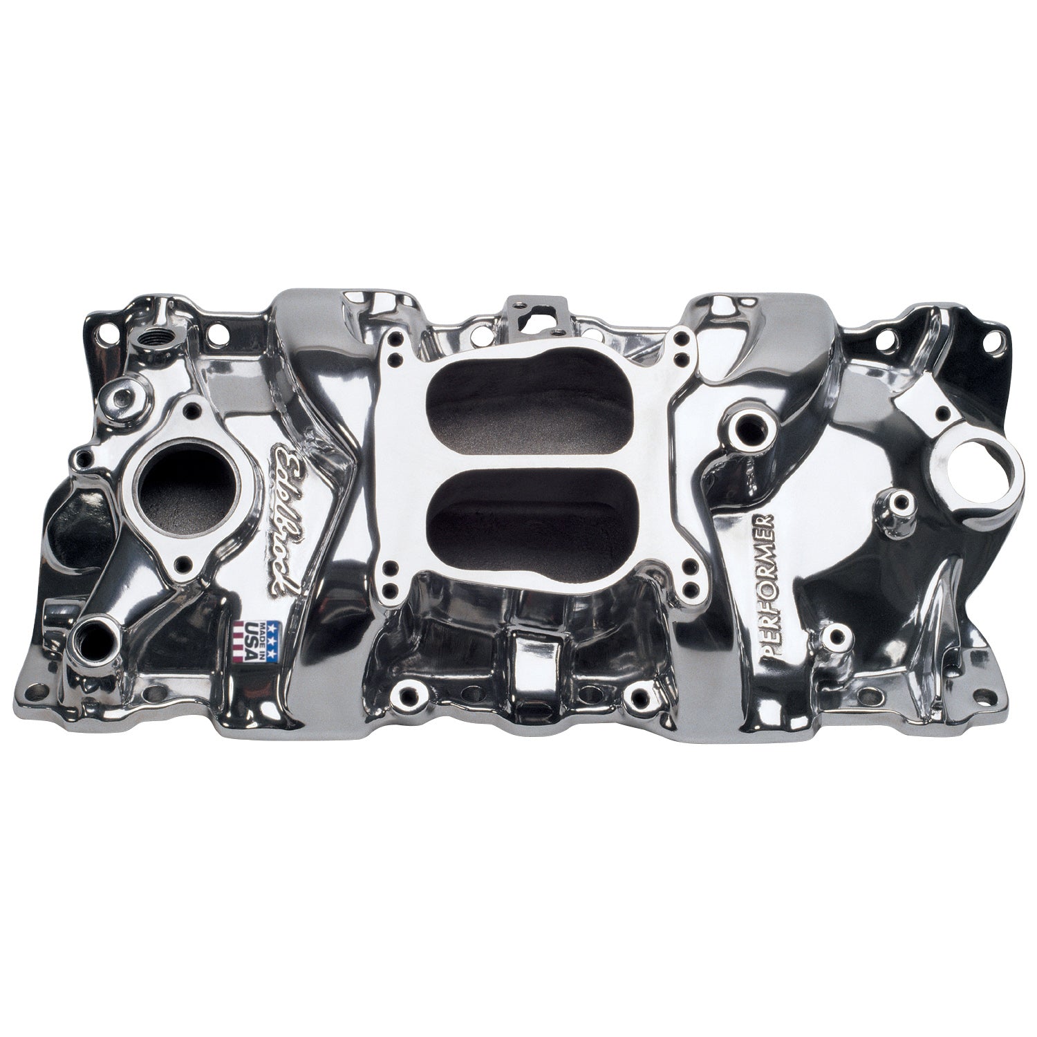 Performer Intake Manifold for 1955-86 Small-Block Chevy, Polished Finish