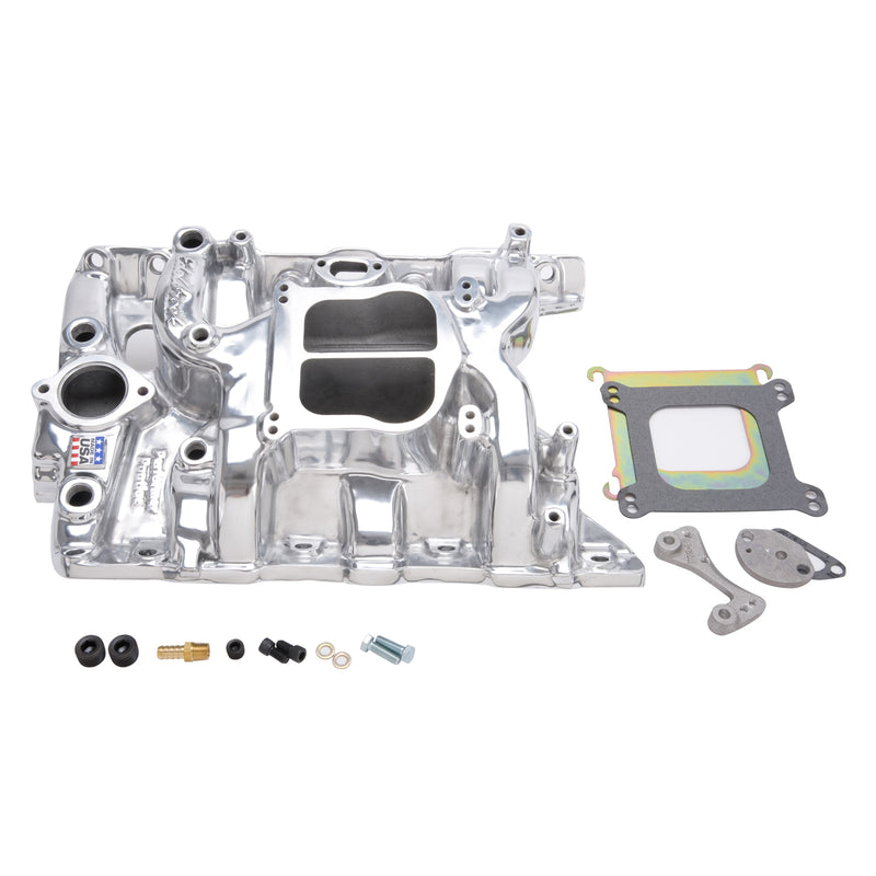 Performer Intake Manifold for 1965-79 Pontiac 326-455 Non-EGR, Polished Finish EDELBROCK Autoparts