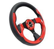 NRG Reinforced Steering Wheel (320mm) Blk w/Red Trim & 5mm 3-Spoke NRG Steering Wheels