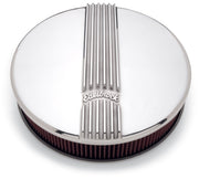 Edelbrock Air Cleaner Classic Series Round Aluminum Top Cloth Element 14In Dia X 3 9In Polished Edelbrock Air Filters - Universal Fit