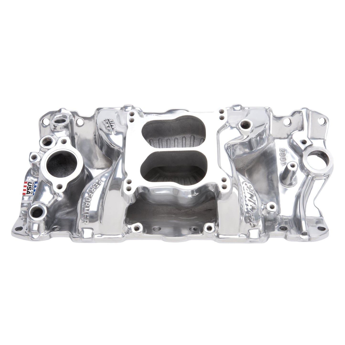 Performer Air-Gap Intake Manifold for 1955-86 Small-Block Chevy, Polished Finish