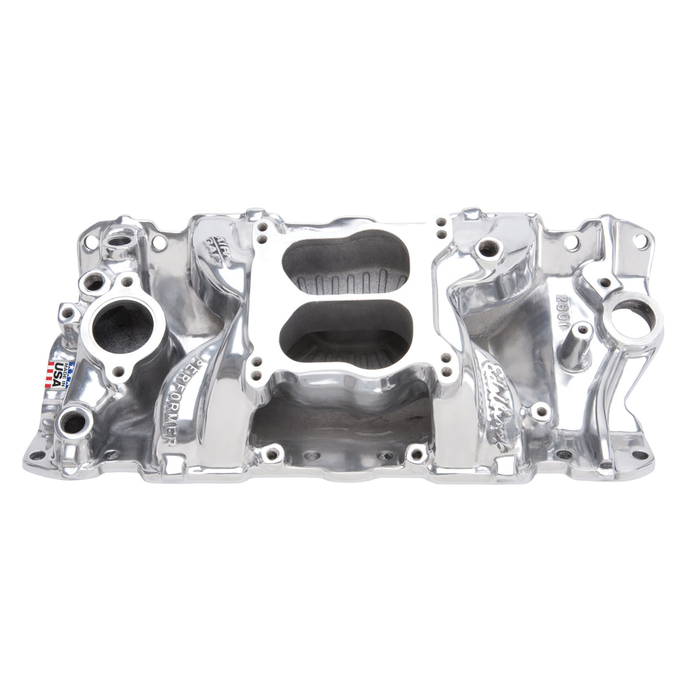 Performer Air-Gap Intake Manifold for 1955-86 Small-Block Chevy, Polished Finish