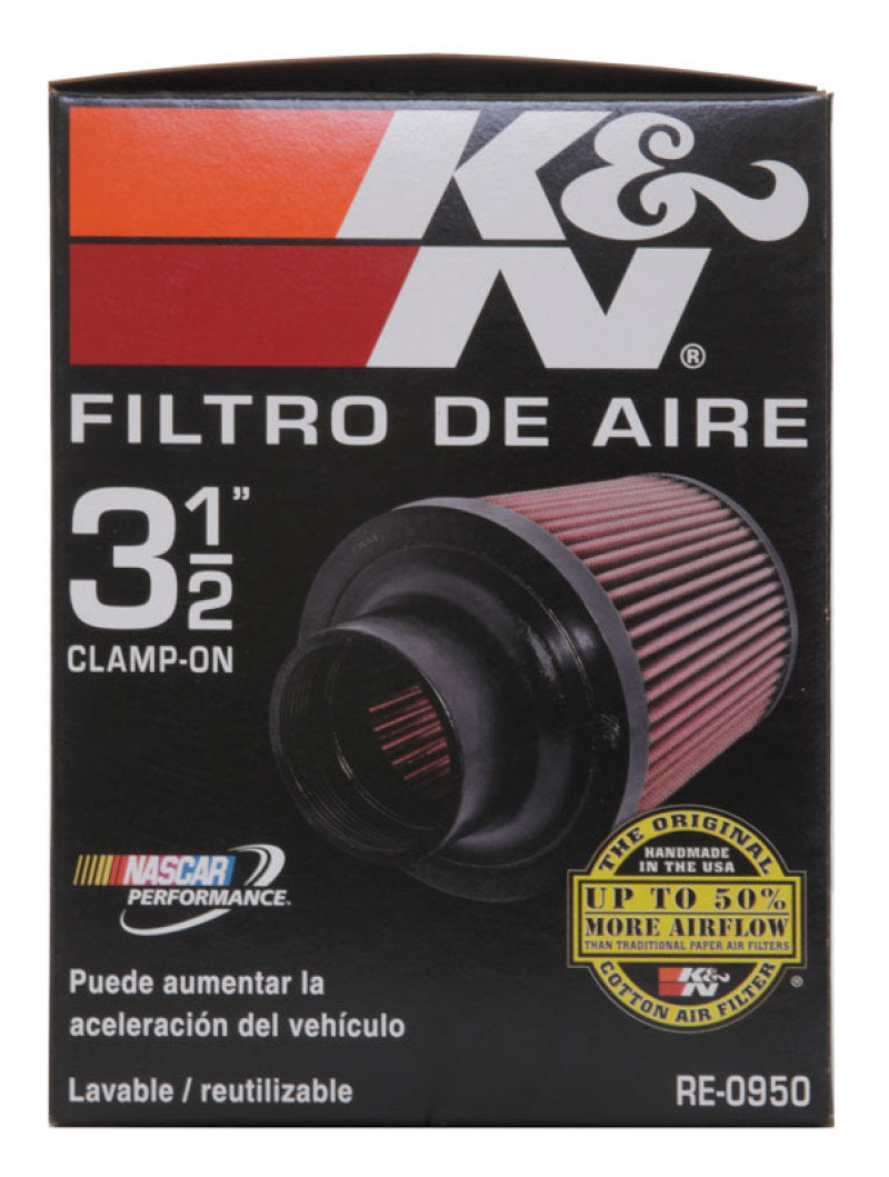 K&N Universal Rubber Filter 3 1/2inch ID FLG / 6inch Base / 4-5/8inch Top / 6inch Height K&N Engineering Air Filters - Universal Fit